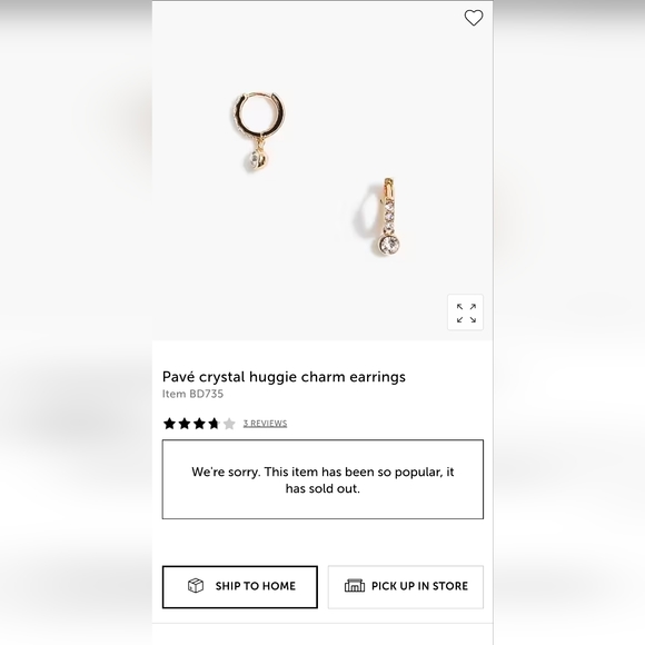 NWT J Crew Pavé Crystal Huggie Charm Earrings - Picture 4 of 7